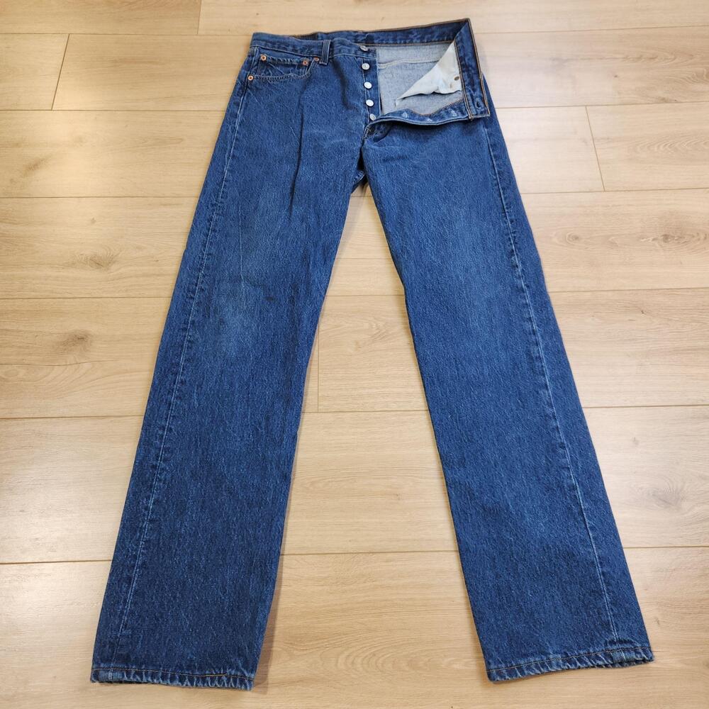 Vintage Levis 501 Jeans Mens 34x34 Blue Button Fly Straight Denim USA Made 90s